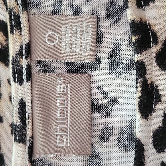 Chico's Leopard Print Side Tie Wide Neck Knit Top Size Small - Picture 2 of 8